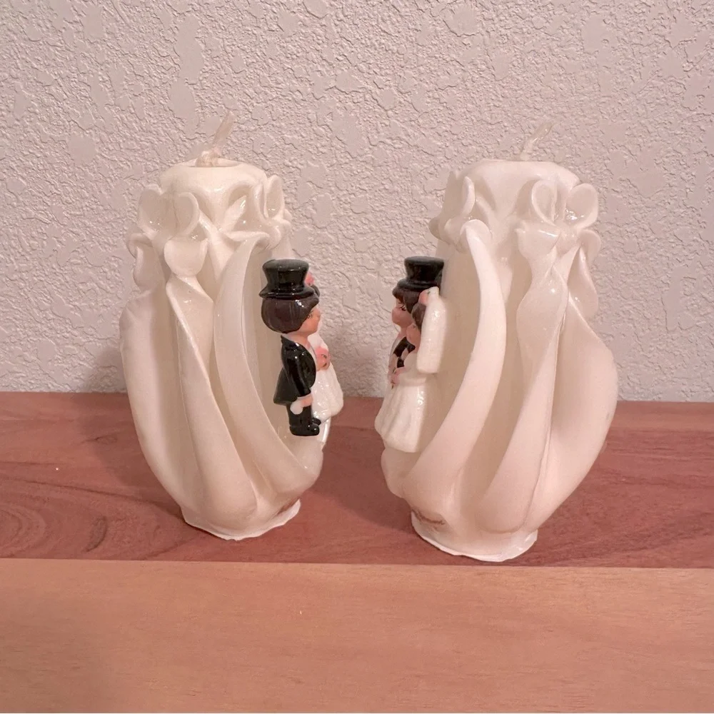 New Handmade Wedding Couple Candle Set